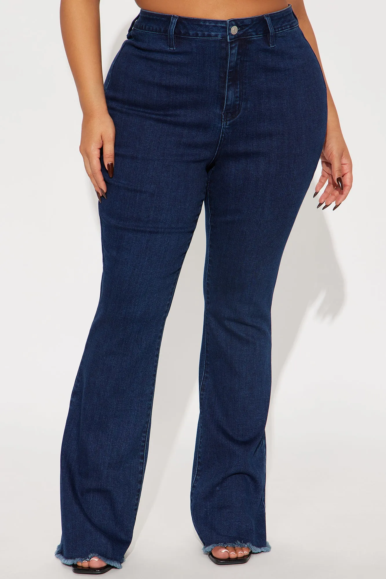 15 Minutes Of Fame High Waisted Flare Jeans - Acid Wash Denim