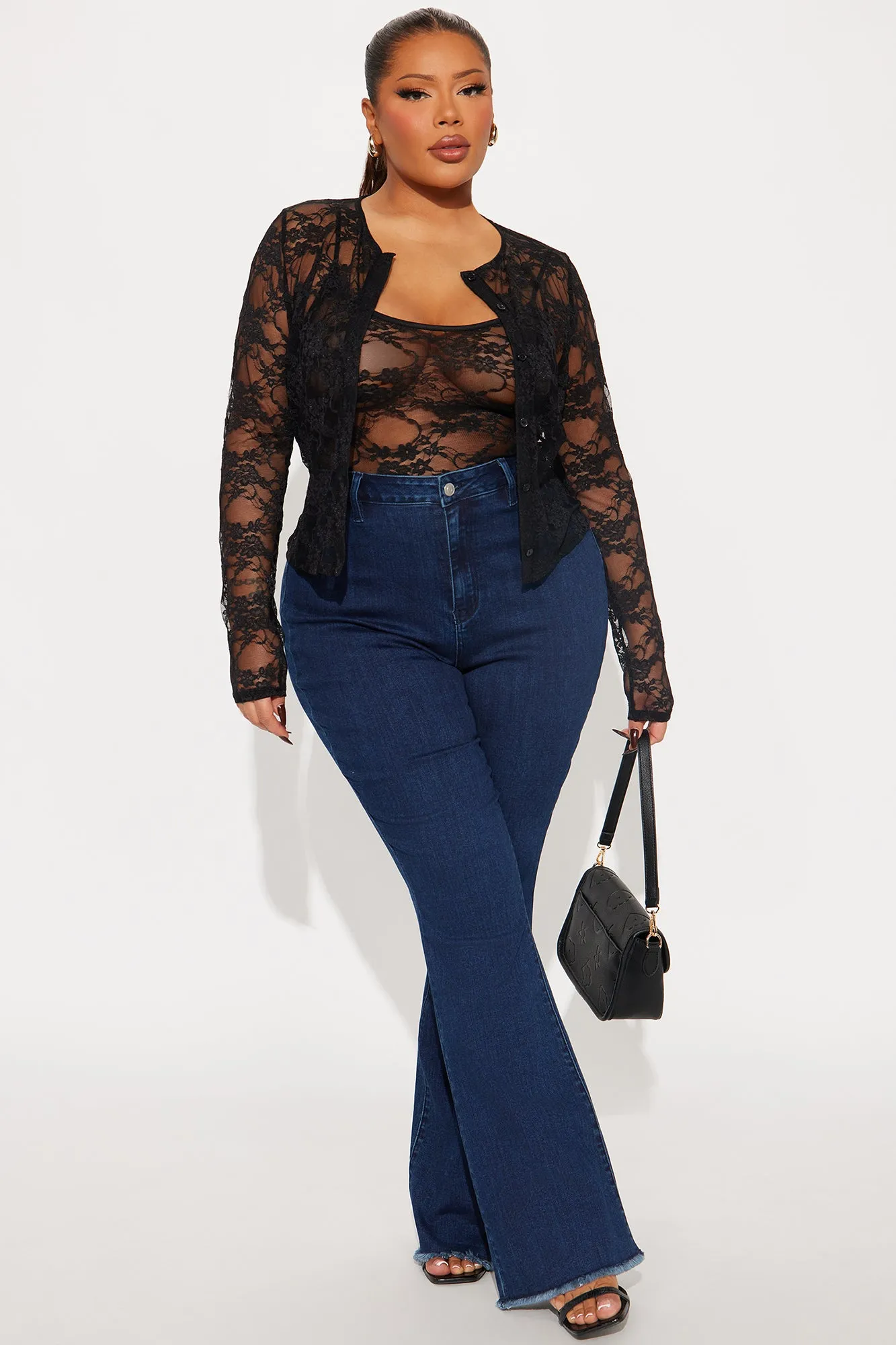 15 Minutes Of Fame High Waisted Flare Jeans - Acid Wash Denim