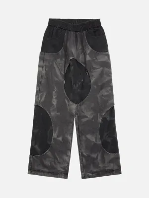 1984 Distressed Tie-dye Cutout Hip-hop Sweatpants