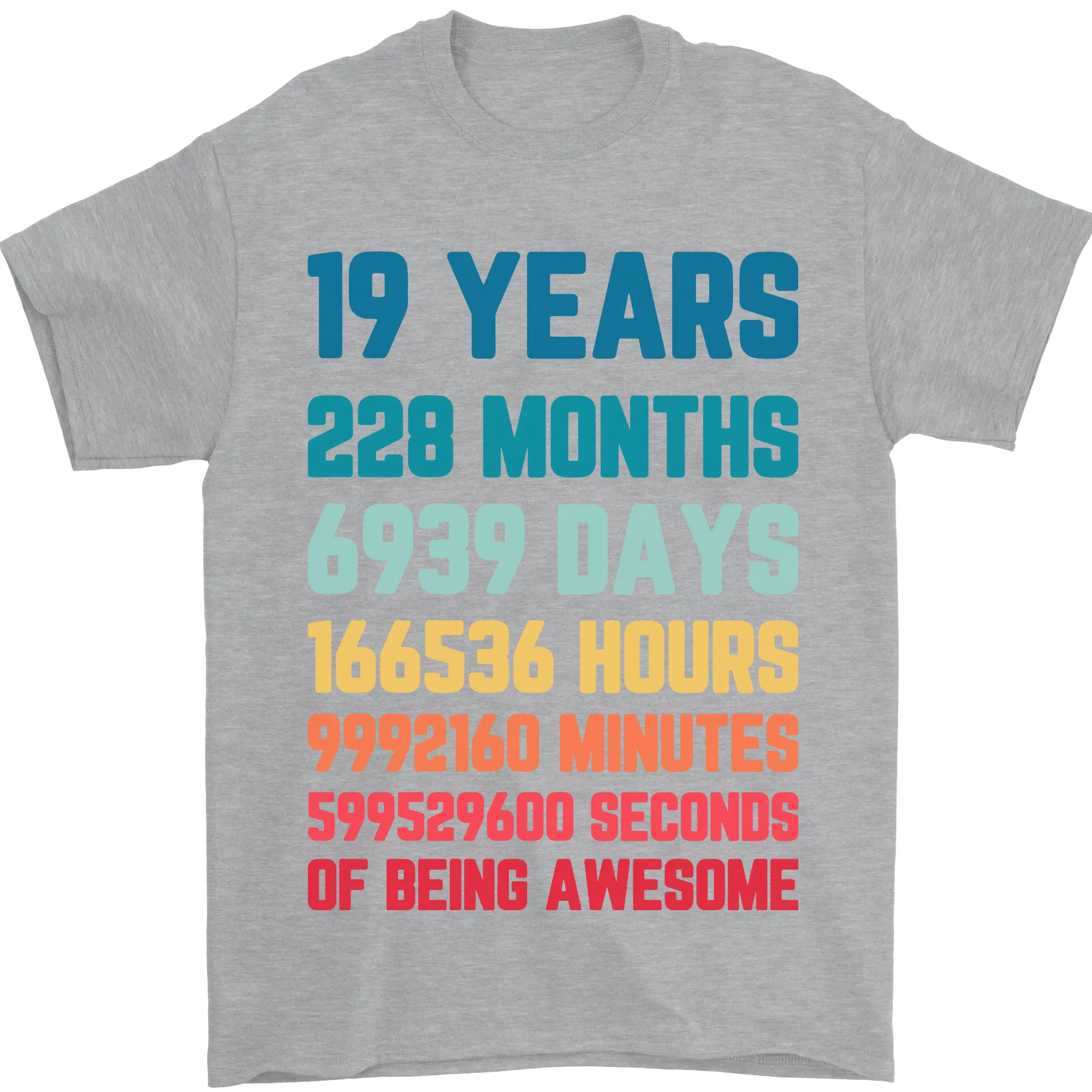 19th Birthday 19 Year Old Mens T-Shirt 100% Cotton