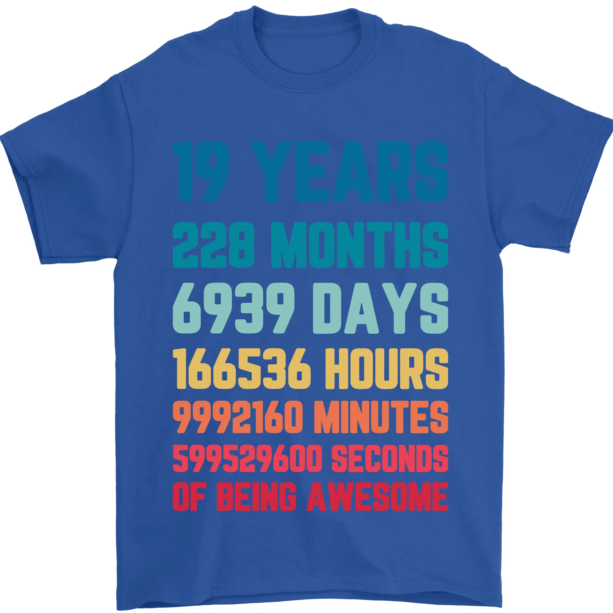 19th Birthday 19 Year Old Mens T-Shirt 100% Cotton