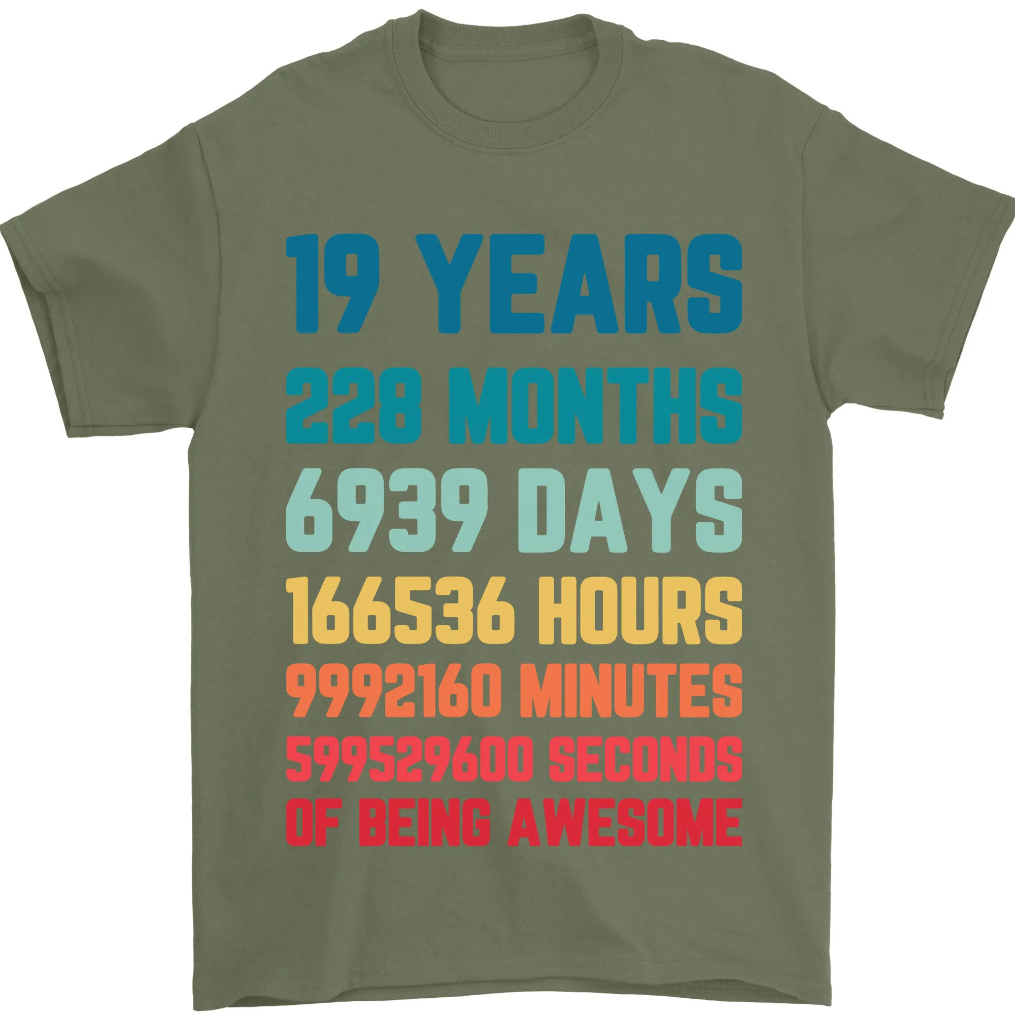 19th Birthday 19 Year Old Mens T-Shirt 100% Cotton