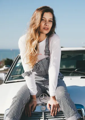 Afends Womens Siren - Denim Long Overalls