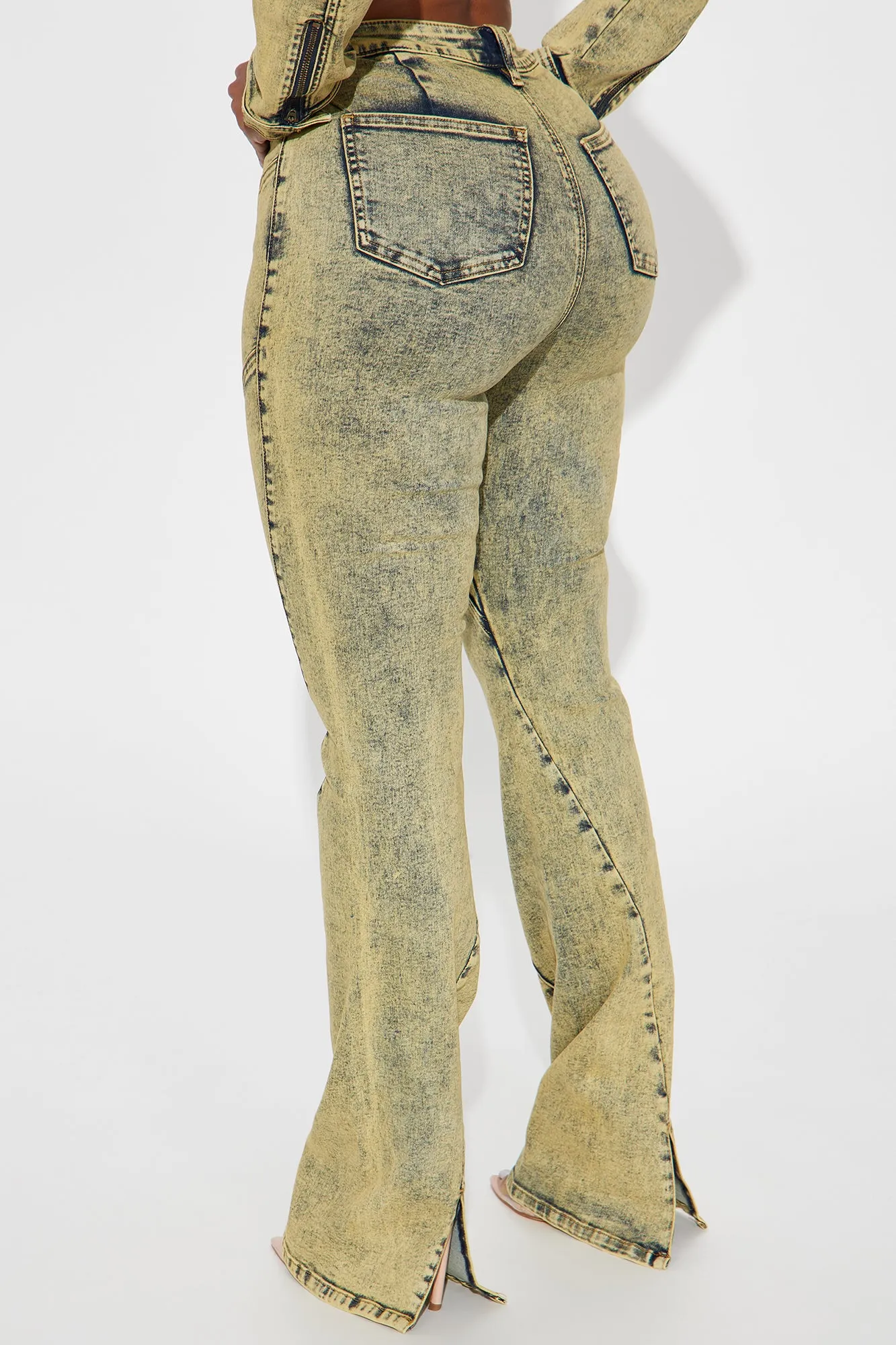 Along For The Ride Stretch Bootcut Jeans - Yellow