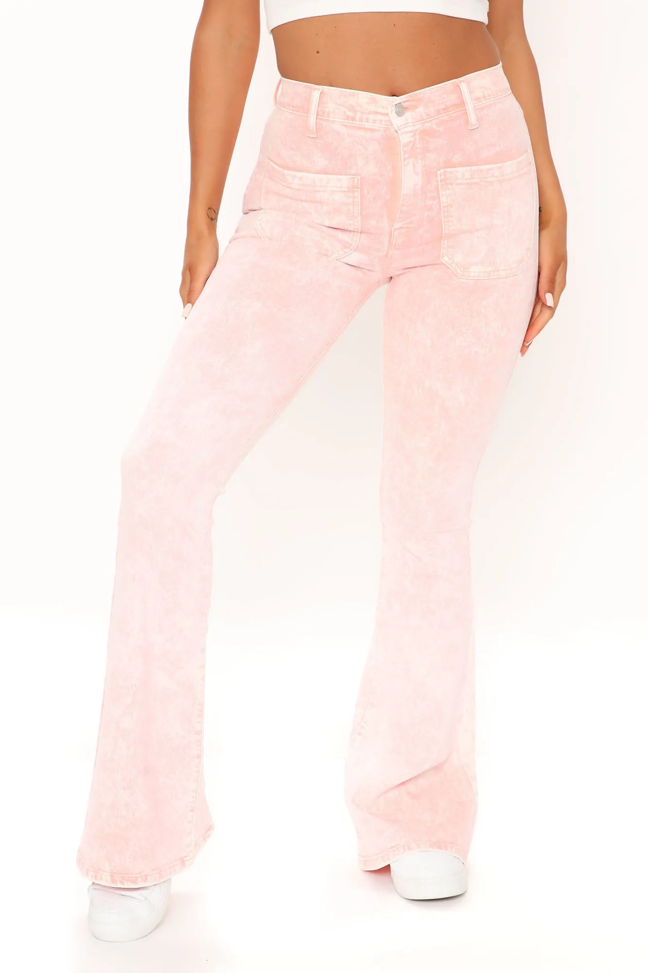 Amalfi Coast Stretch Flare Jeans - Peach