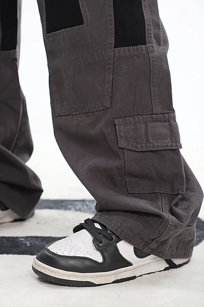 Amber Patchwork Baggy Loose Straight Leg Denim Jeans Pants