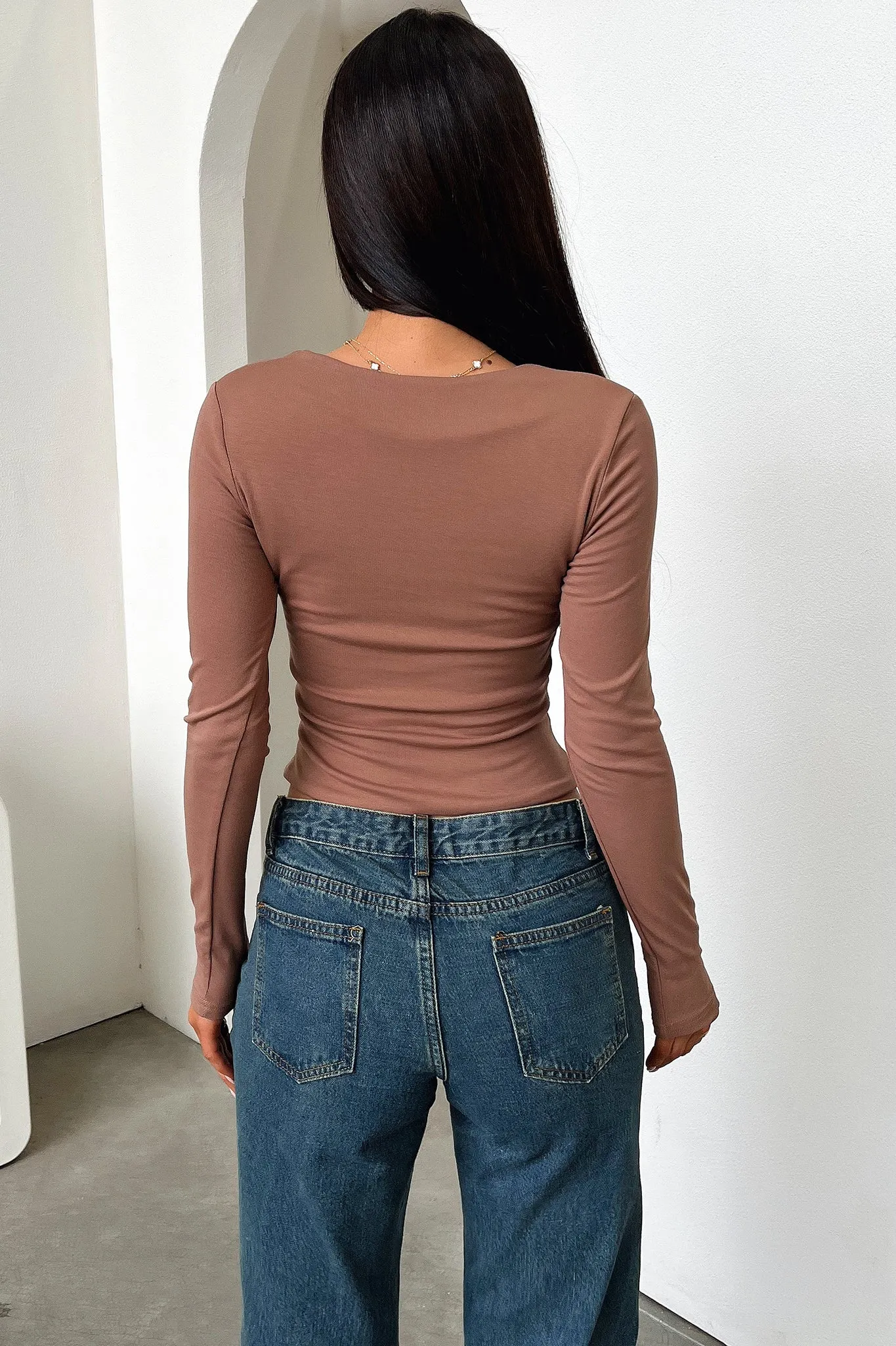 Andre Long Sleeve Top - Brown