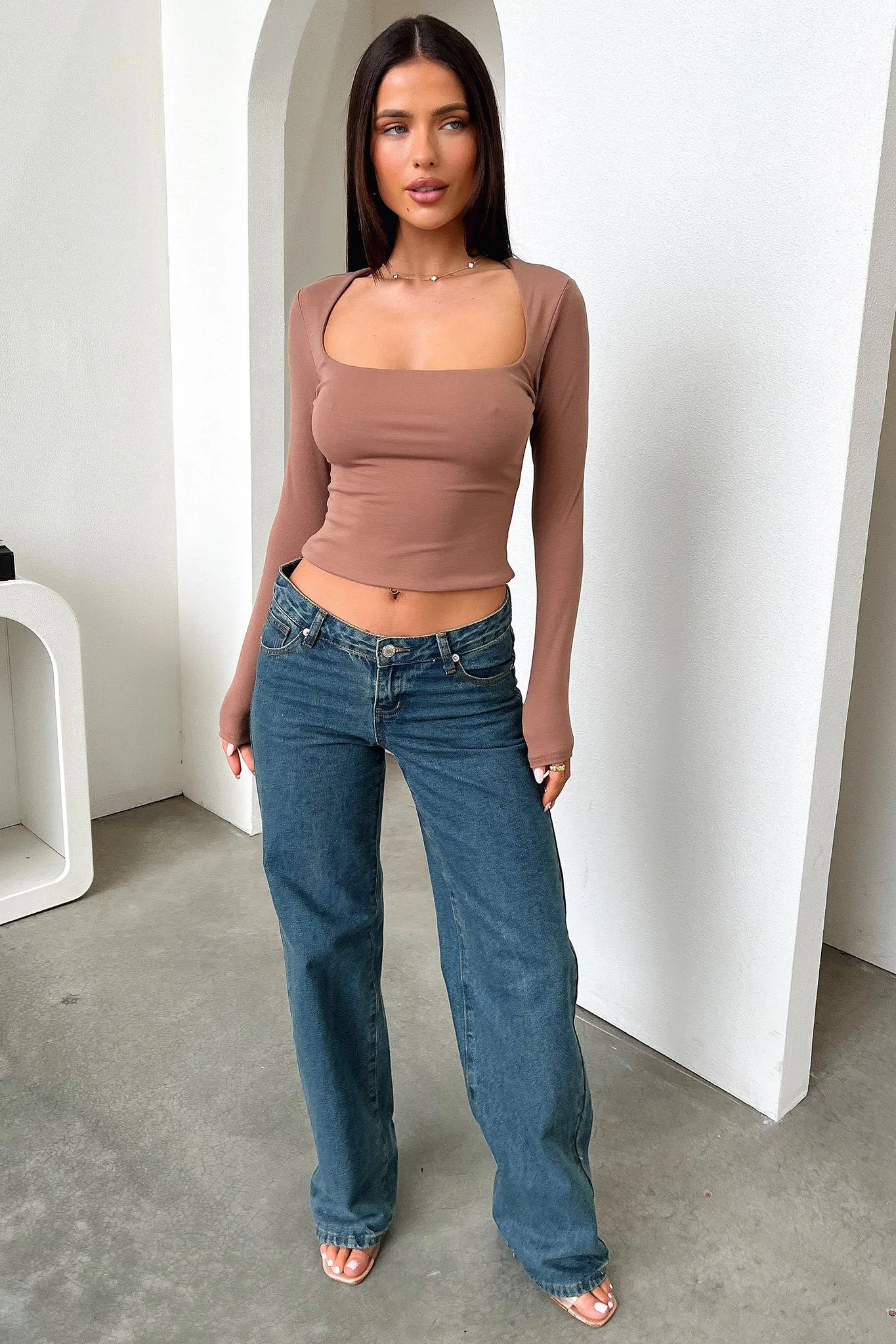 Andre Long Sleeve Top - Brown