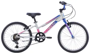 Apollo Neo  20" 6s Kids Bikes - Brushed Alloy / Navy Blue / Pink Fade