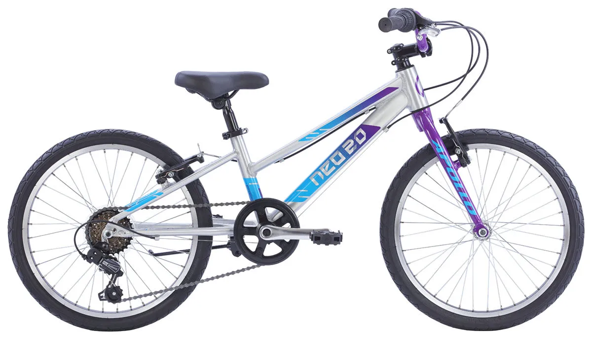 Apollo Neo  20" 6s Kids Bikes - Brushed Alloy / Purple / Blue Fade