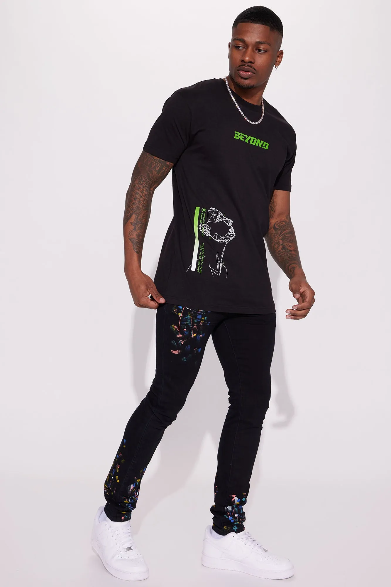Bad Ways Paint Splatter Skinny Jeans - Black