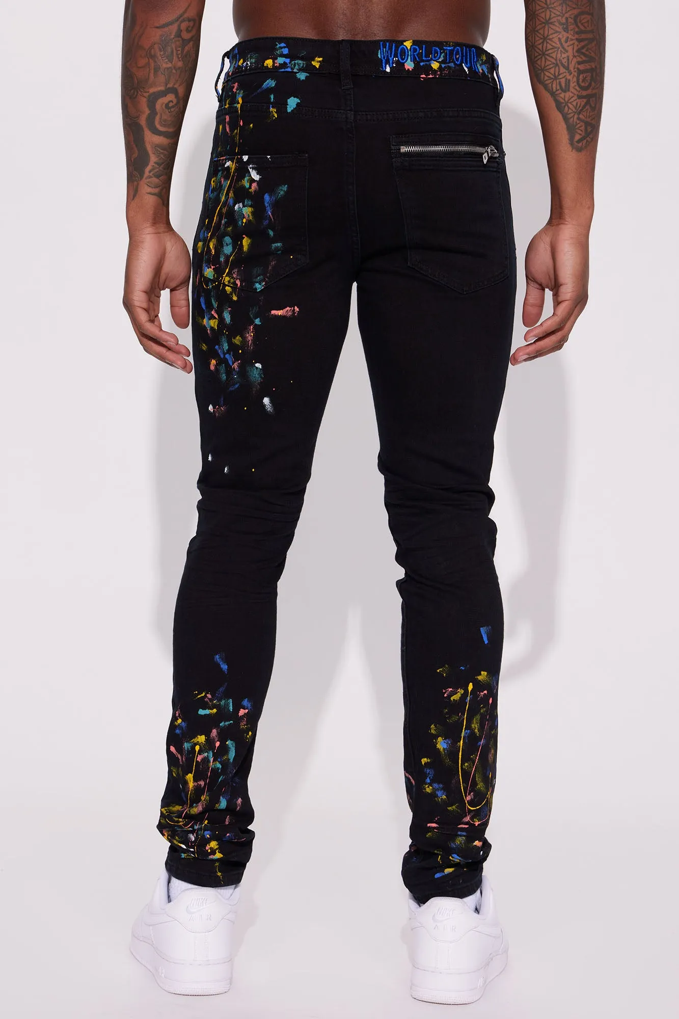 Bad Ways Paint Splatter Skinny Jeans - Black