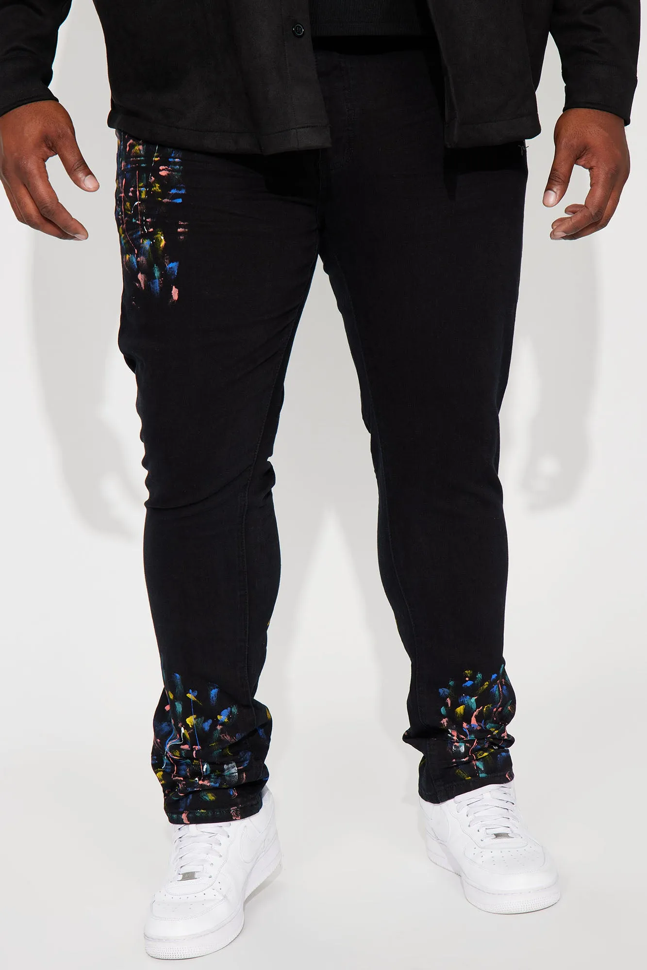 Bad Ways Paint Splatter Skinny Jeans - Black