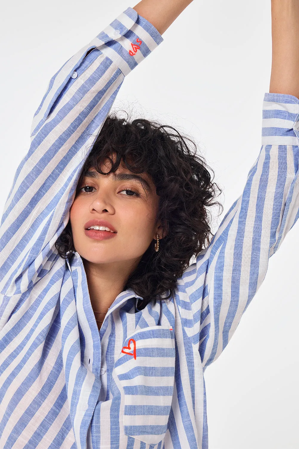 Blue and White Stripe Oversized Shirt