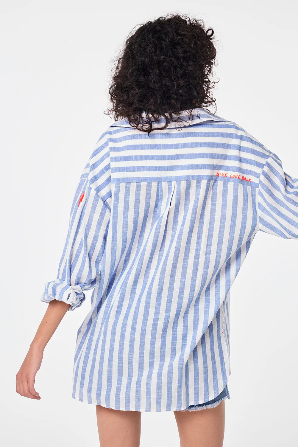 Blue and White Stripe Oversized Shirt