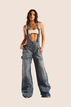 Camouflage Plunge Denim Overalls - Stylish & Durable Outdoor Wear