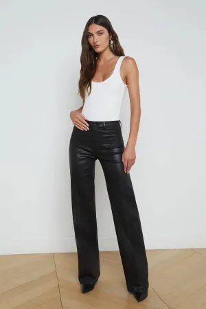 Clayton Coated Wide Leg Jean Noir