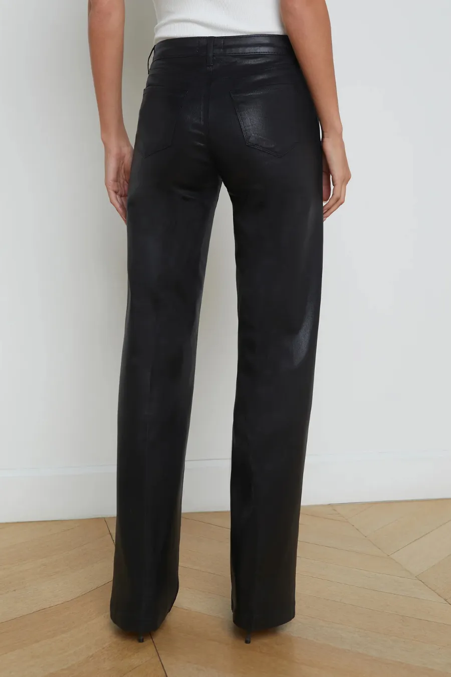 Clayton Coated Wide Leg Jean Noir