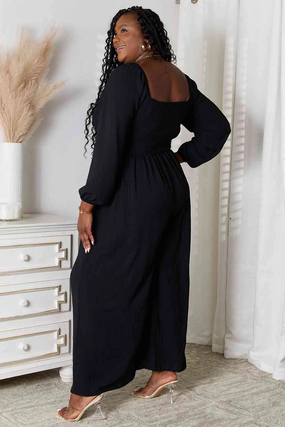 Double Take Square Neck Jumpsuit with Pockets (DS)