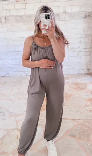 Ellie Taupe Casual Jumpsuit