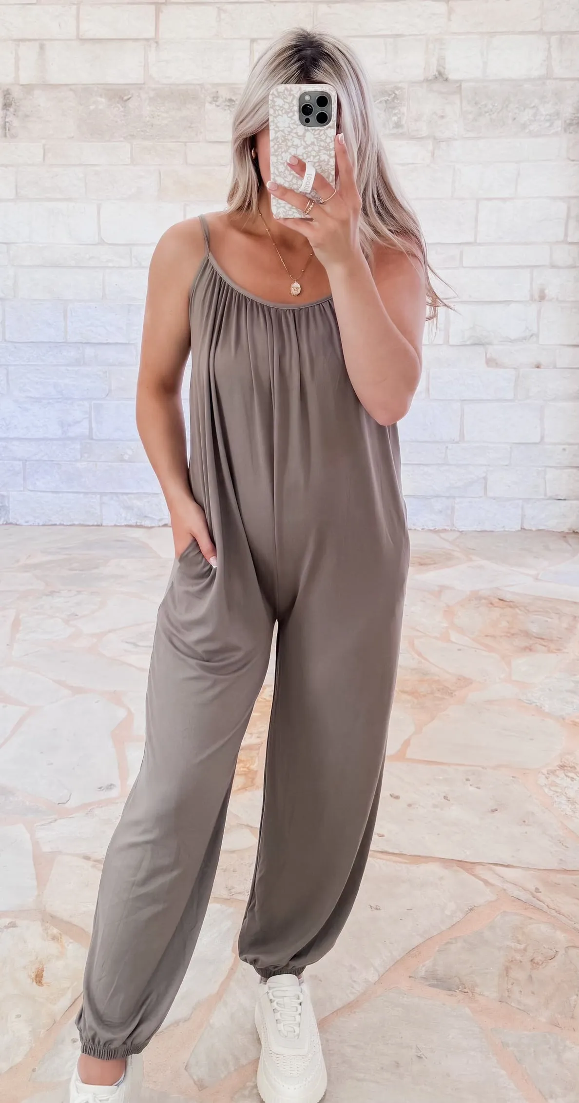 Ellie Taupe Casual Jumpsuit