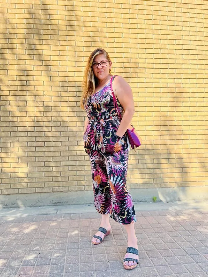 FLORAL PRINTED STRETCH JUMPSUIT