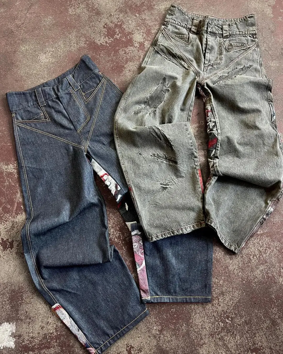 Flytonn- Streetwear y2k 90s Fashion -Y2k Jeans Harajuku Punk Oversized Graphic Embroidery Baggy Jeans Men and Women Wide Leg Jeans Hip Hop Casual Retro Streetwear