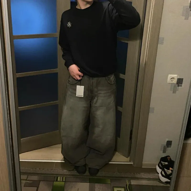 Flytonntore-Streetwear Men Outfits Tomboy Fits -Men Fall Outfits Outwear Streetwear y2k 90s Fashion Streetwear New Harajuku Solid Color Washed Baggy Jeans Men Y2K Fashion Retro Punk Casual Joker Gothic High Waist Wide Leg Pants