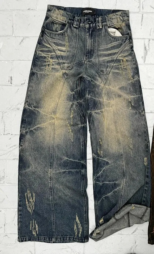 Flytonntore-Streetwear Men Outfits Tomboy Fits -Men Fall Outfits Outwear Streetwear y2k 90s Fashion Y2k Jeans Retro Distressed High Waisted Baggy Jeans Punk Hip Hop Men Women Wide Leg Straight Denim Pants Slouchy Streetwear