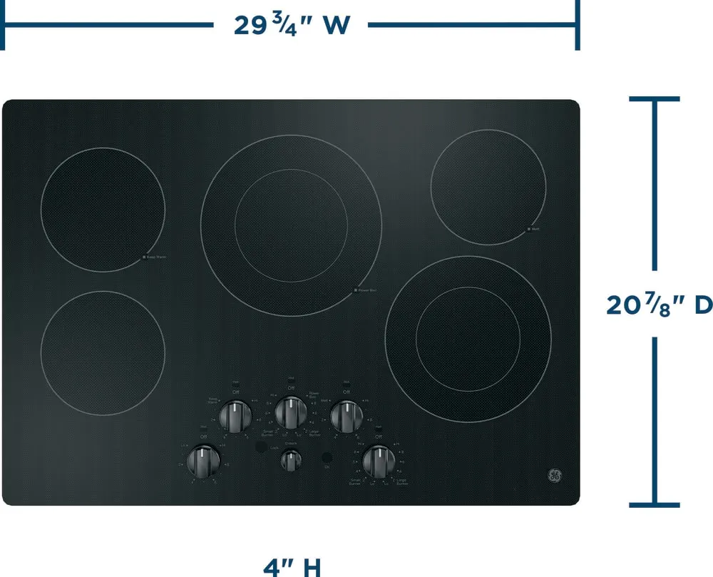 GE 30" Built-In Knob Control Electric Cooktop JEP5030DTBB