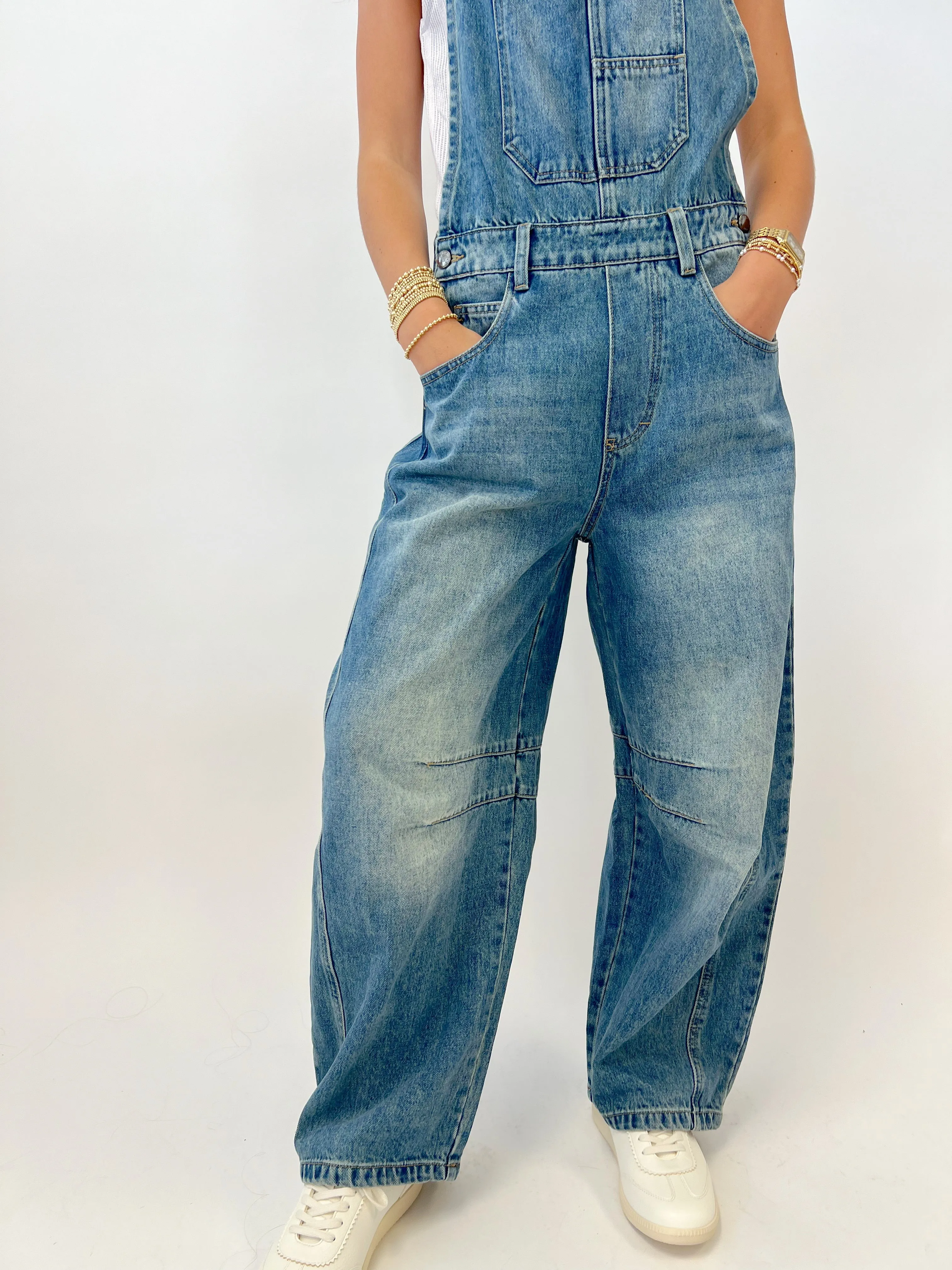 Get In Line Barrel Overalls