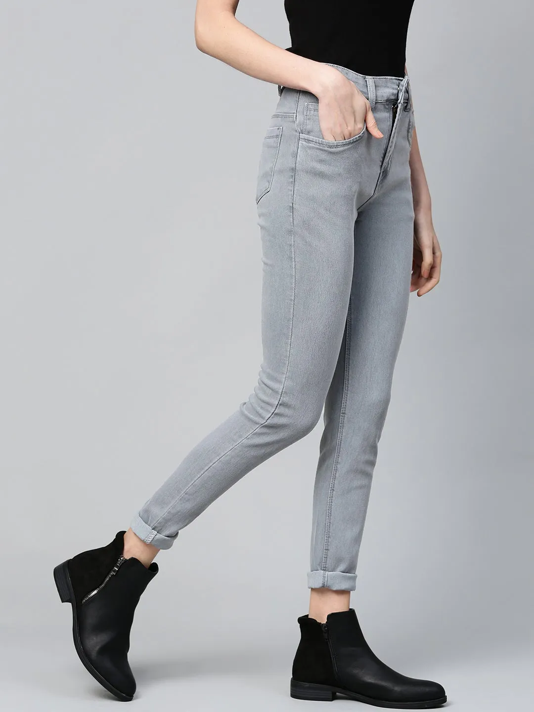 Grey Basic Regular Jeans