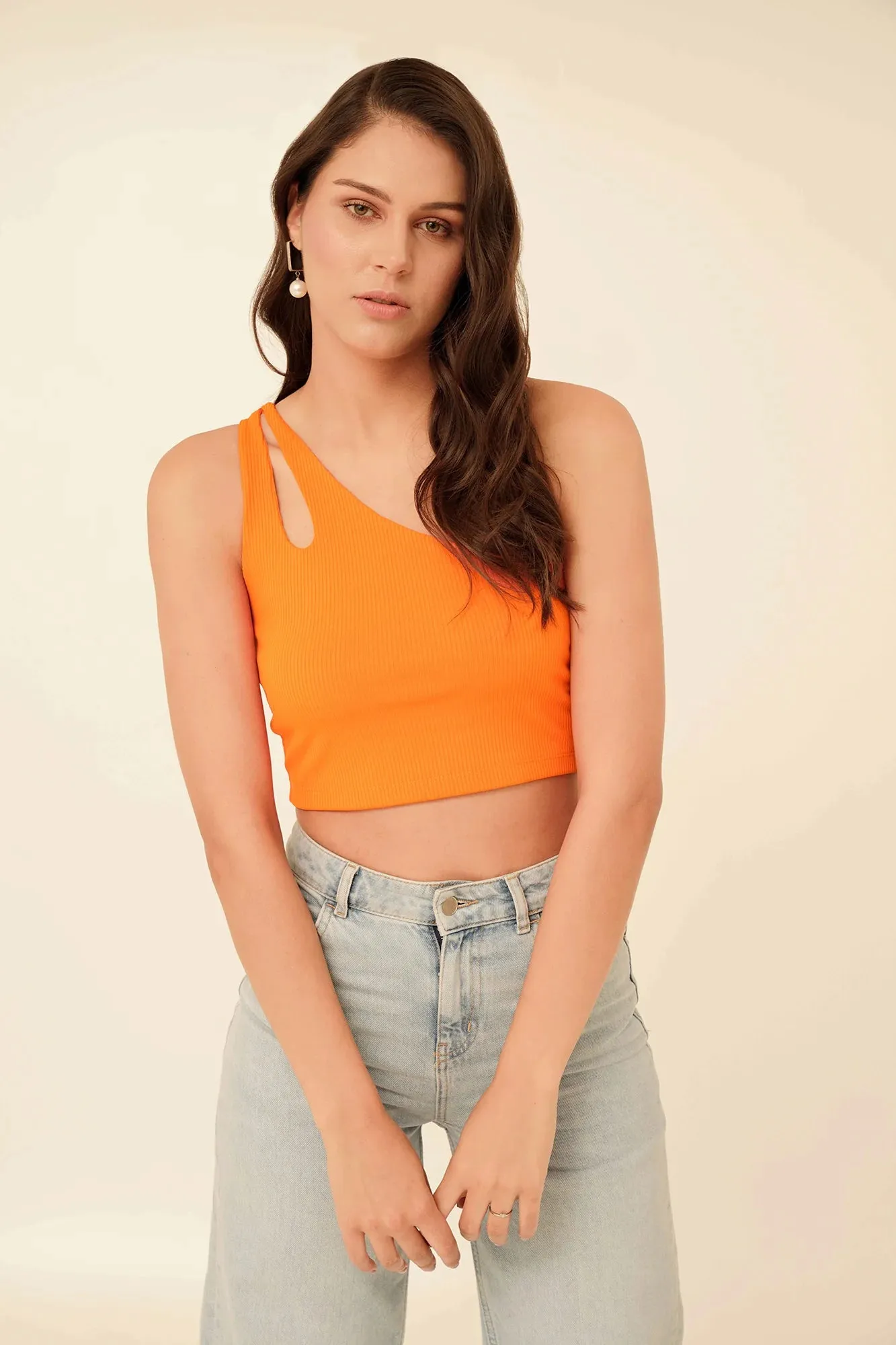GRWM Cut Out Asymmetric Crop Top For Women