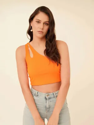 GRWM Cut Out Asymmetric Crop Top For Women