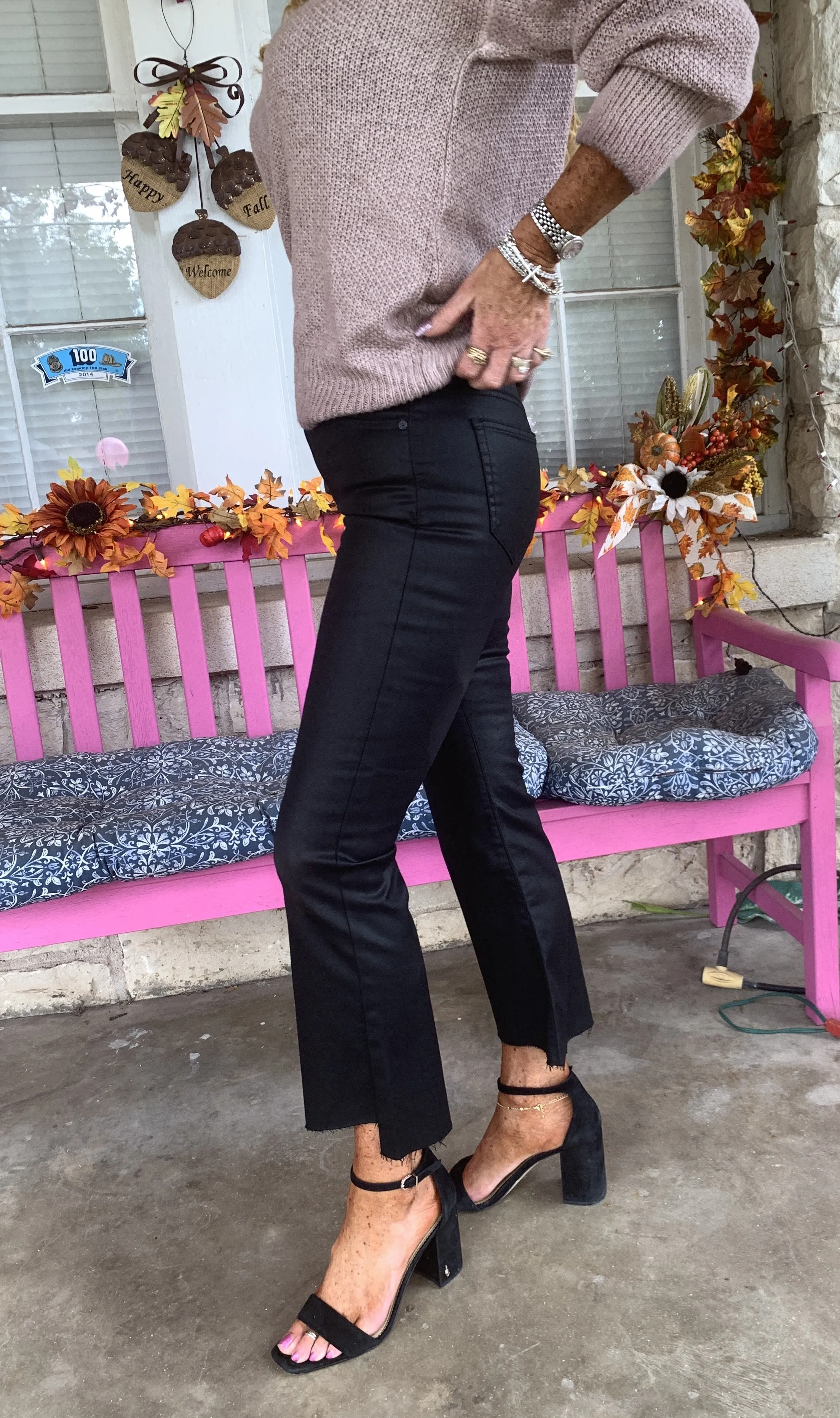 Hidden Jeans High Rise Black Coated Cropped Flare