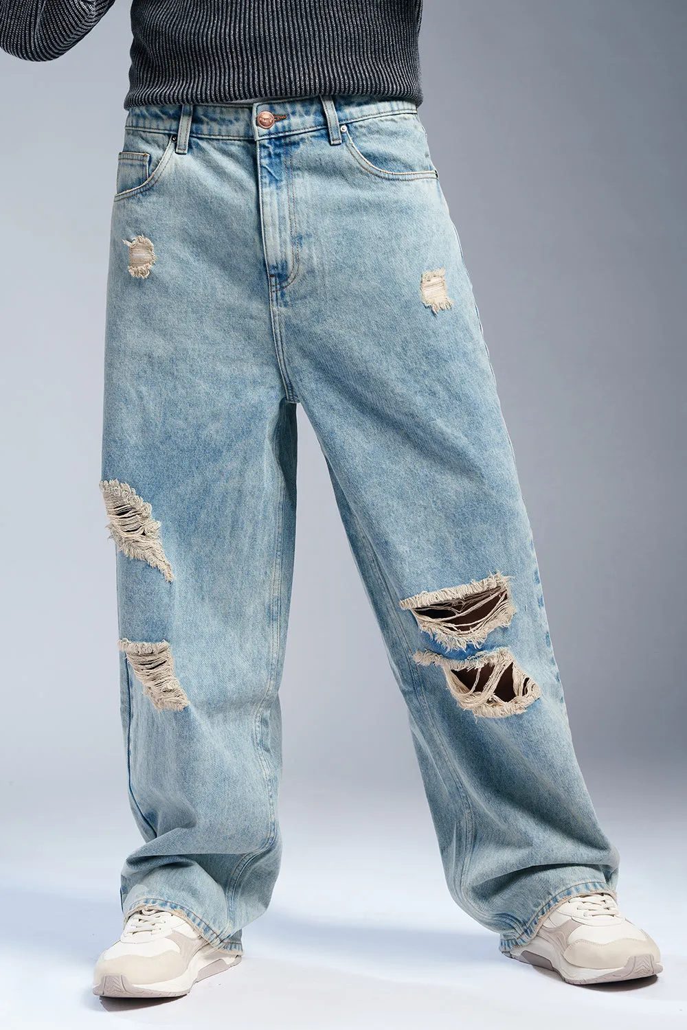 Icy Blue Men's Baggy Fit Jeans