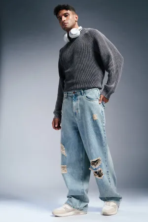 Icy Blue Men's Baggy Fit Jeans