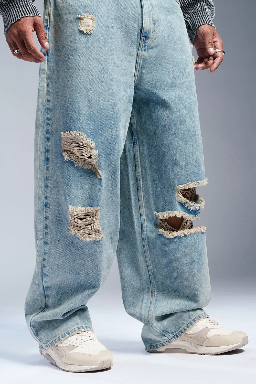 Icy Blue Men's Baggy Fit Jeans
