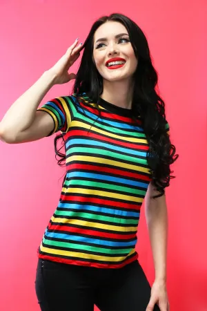 Jane Doe Tee in Rainbow Stripes