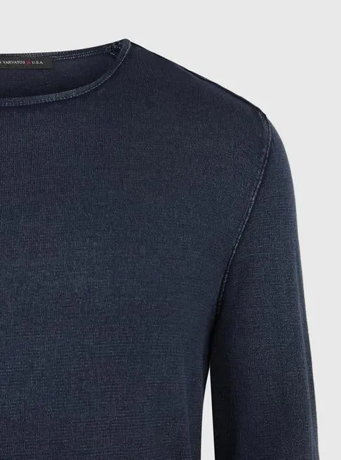 John Varvatos - The Long Sleeve Acid Wash Crew Neck