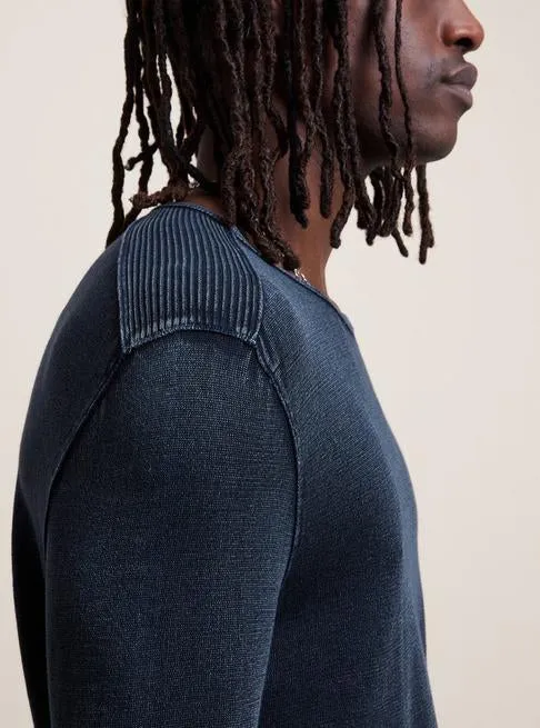 John Varvatos - The Long Sleeve Acid Wash Crew Neck