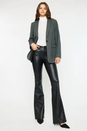 Kiwi Mid Rise Faux Leather Flare Jeans