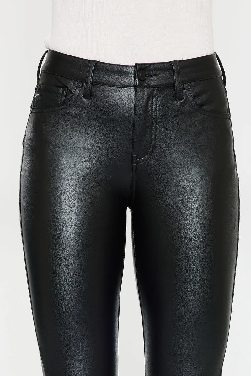 Kiwi Mid Rise Faux Leather Flare Jeans