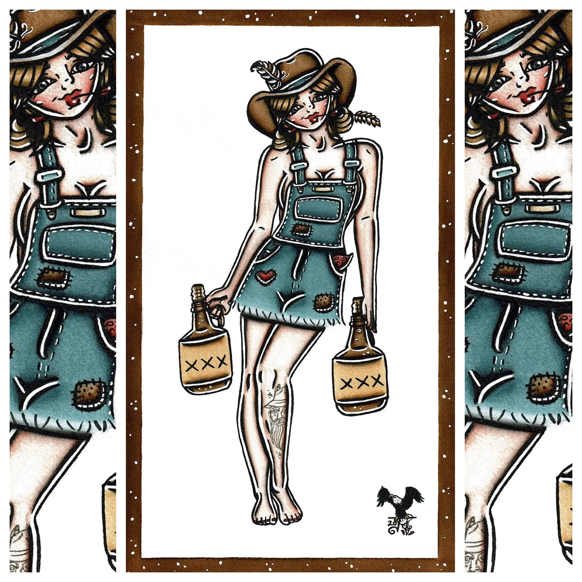 Moonshiner Pinup Original Painting