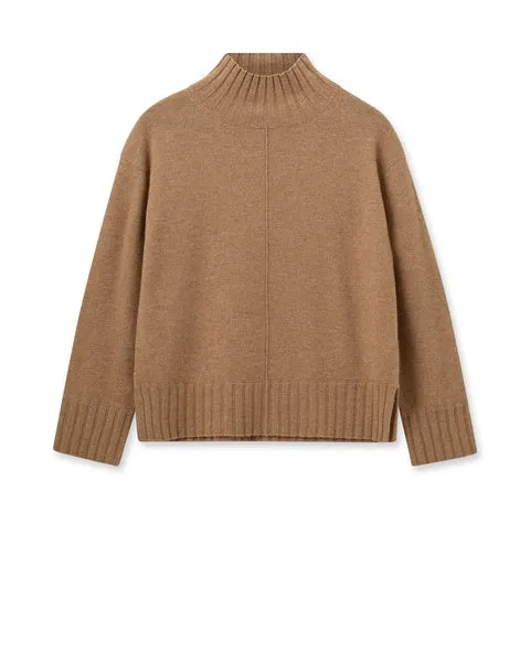 Mos Mosh Aima Cashmere Highneck Jumper-Tannin-165720