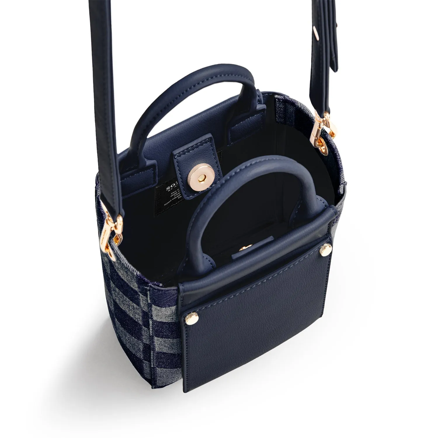 Nicola Mini Tote Denim - Checkered Navy