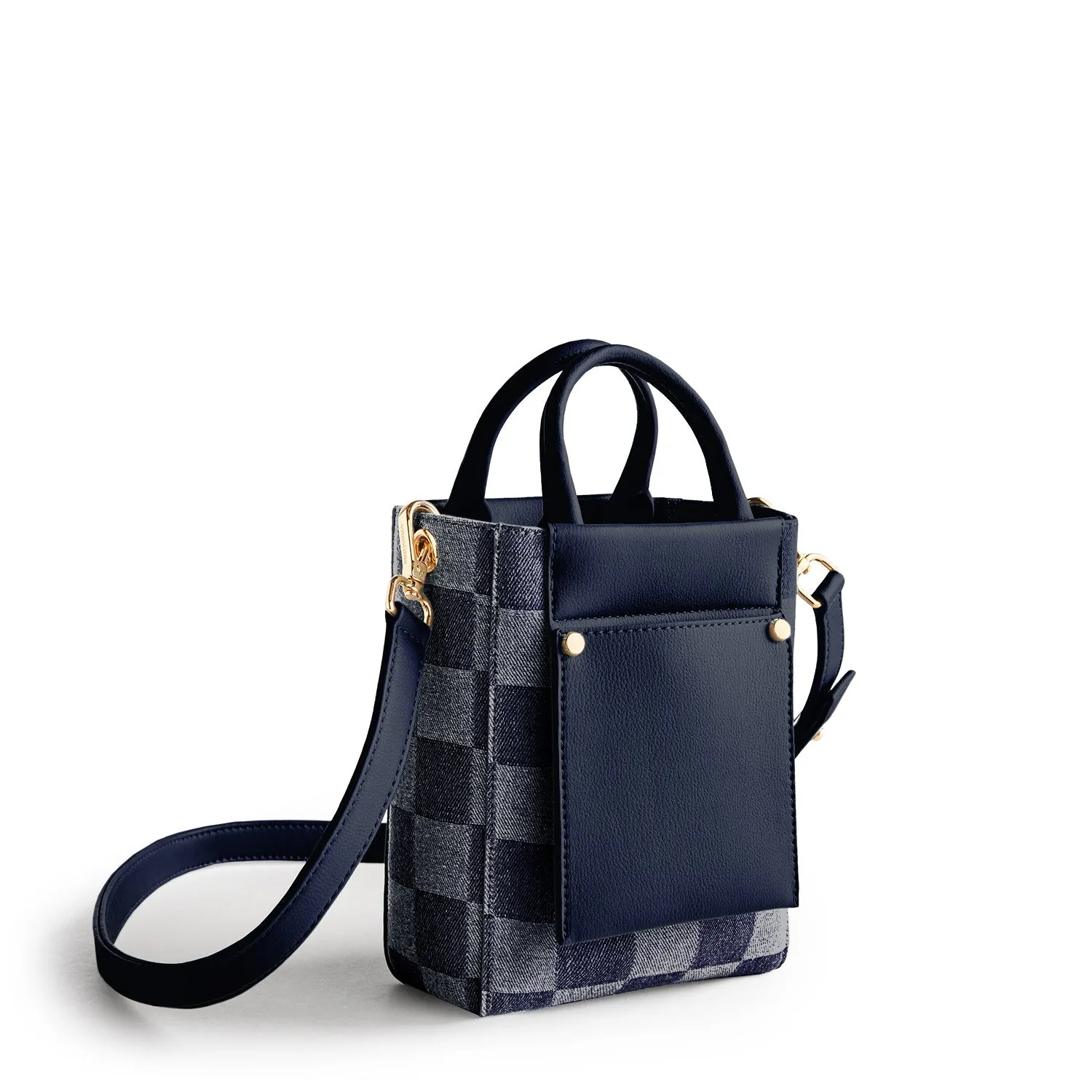 Nicola Mini Tote Denim - Checkered Navy