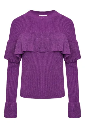 Nixie Metallic Knit Jumper in Purple