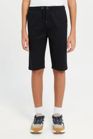 Senior Boys Black Pull On Trouser Shorts