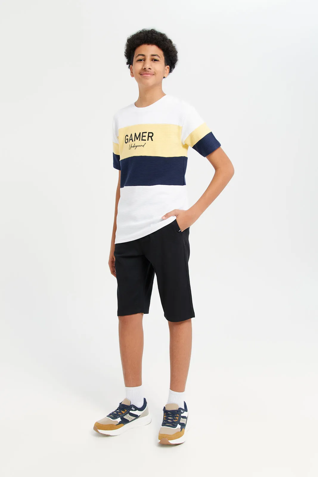 Senior Boys Black Pull On Trouser Shorts